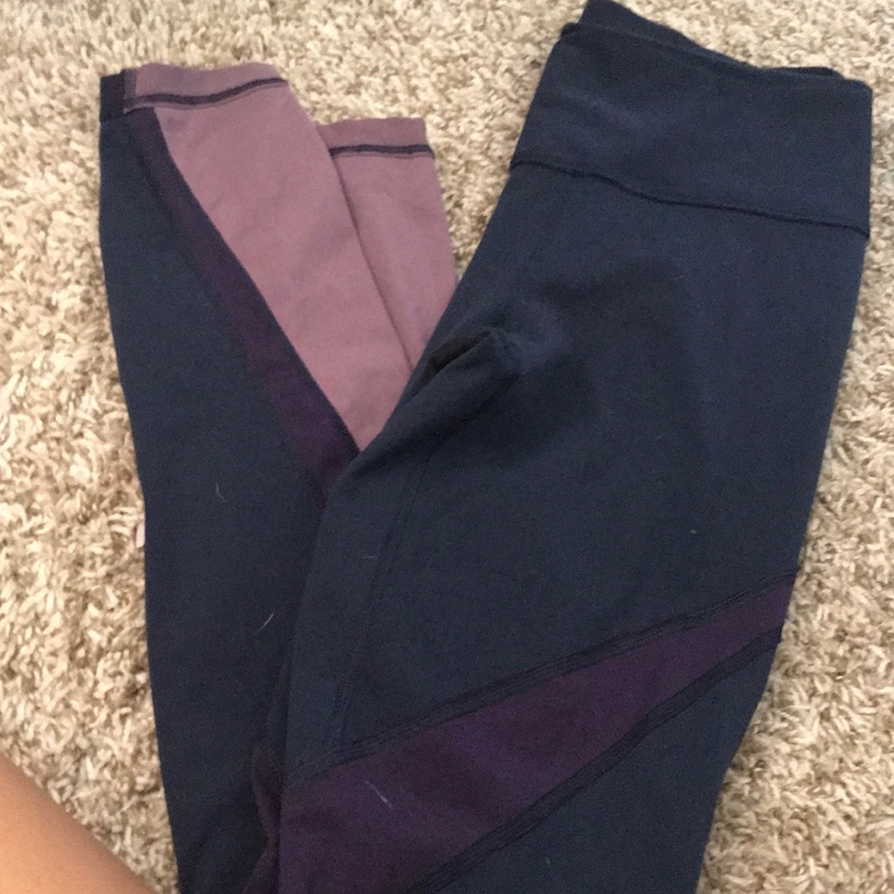 Purple navy color block Nike leggings